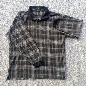 Vintage Club Room Flannel Long Sleeve Polo Shirt